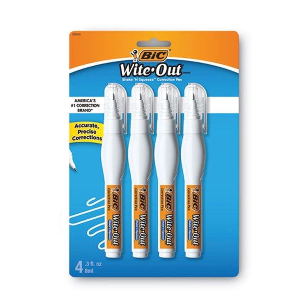 BIC White Wite-Out Shake N Squeeze Correction Pen, 8 Milliliter -- 4 per case