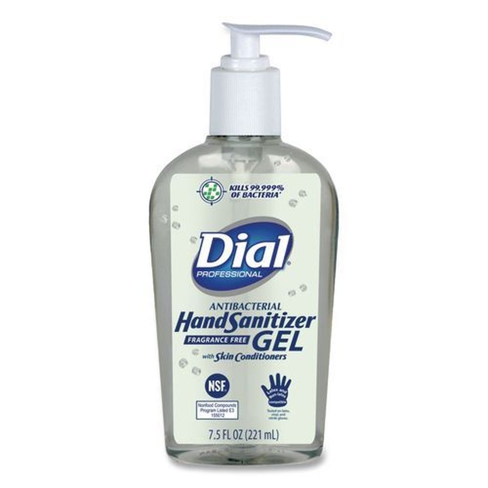 Dial Professional Fragrance-Free Antibacterial with Moisturizers Gel Hand Sanitizer, 7.5 Ounce Pump Bottle