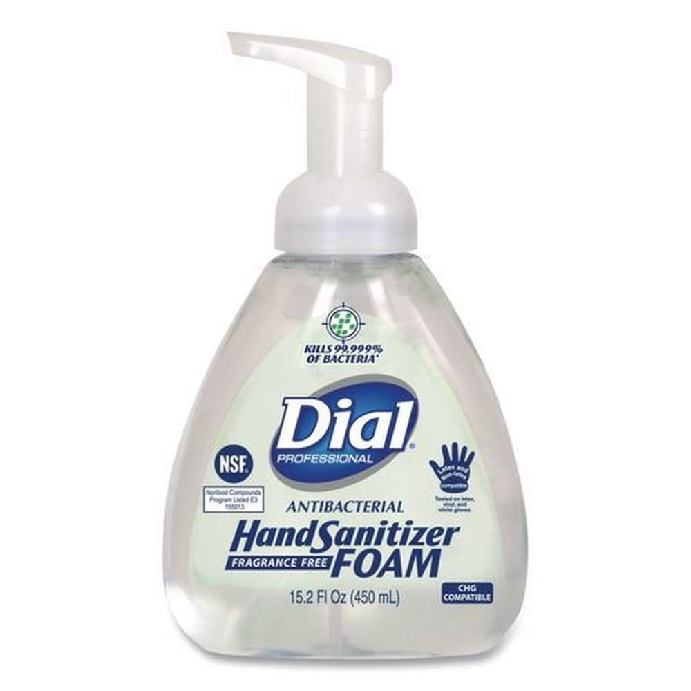 Dial Professional Fragrance-Free Antibacterial Foam Hand Sanitizer, 15.2 Ounce Pump Bottle
