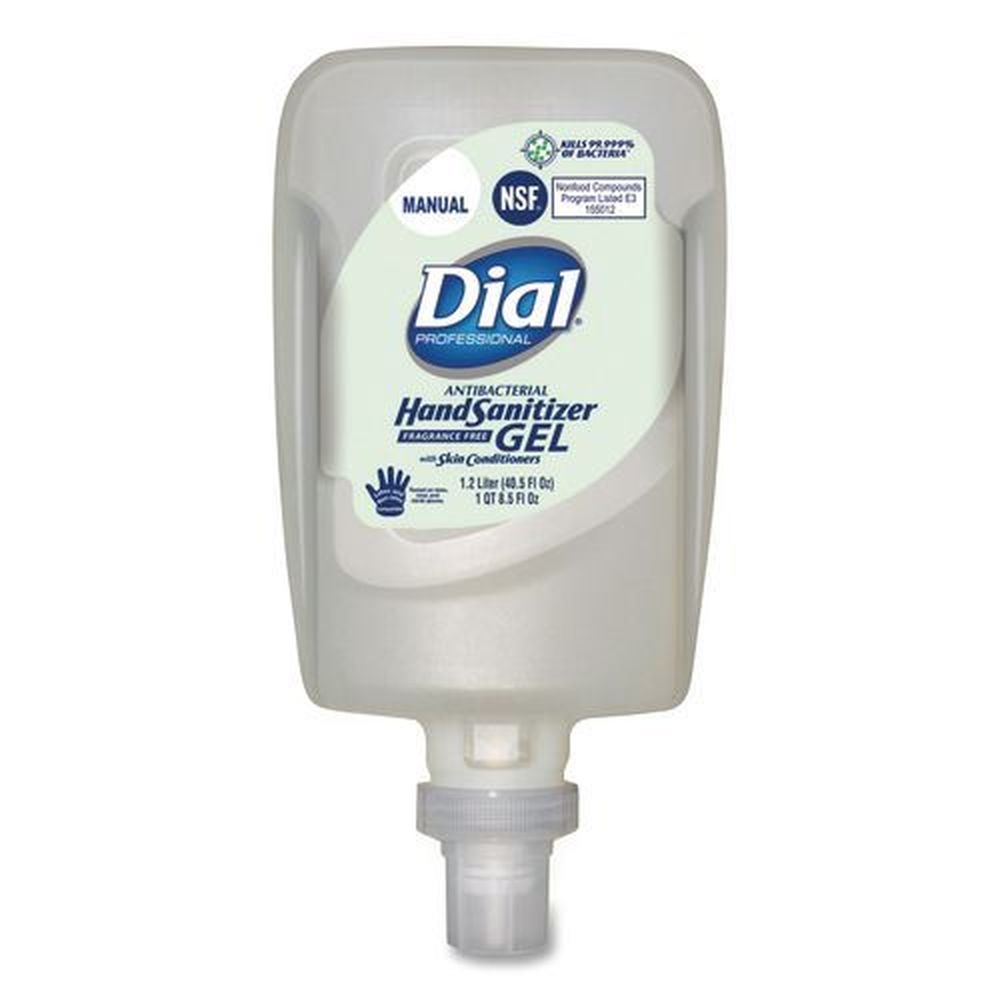 Dial Professional Fragrance-Free Antibacterial Gel Hand Sanitizer Refill for Fit Manual Dispenser, 1.2 Liter -- 3 per case
