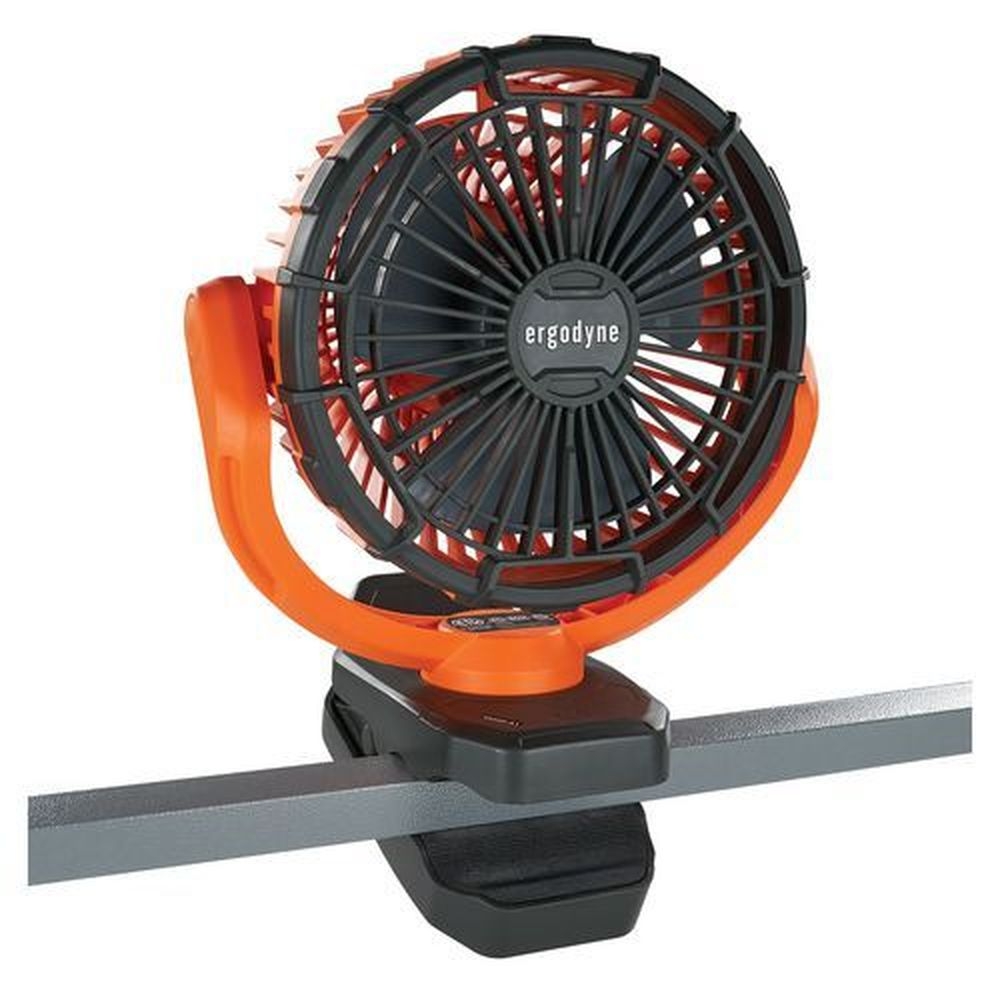 ergodyne Orange/Black Chill-Its 6090 Rechargeable Portable Jobsite Fan, 9.5 inch Fan Head