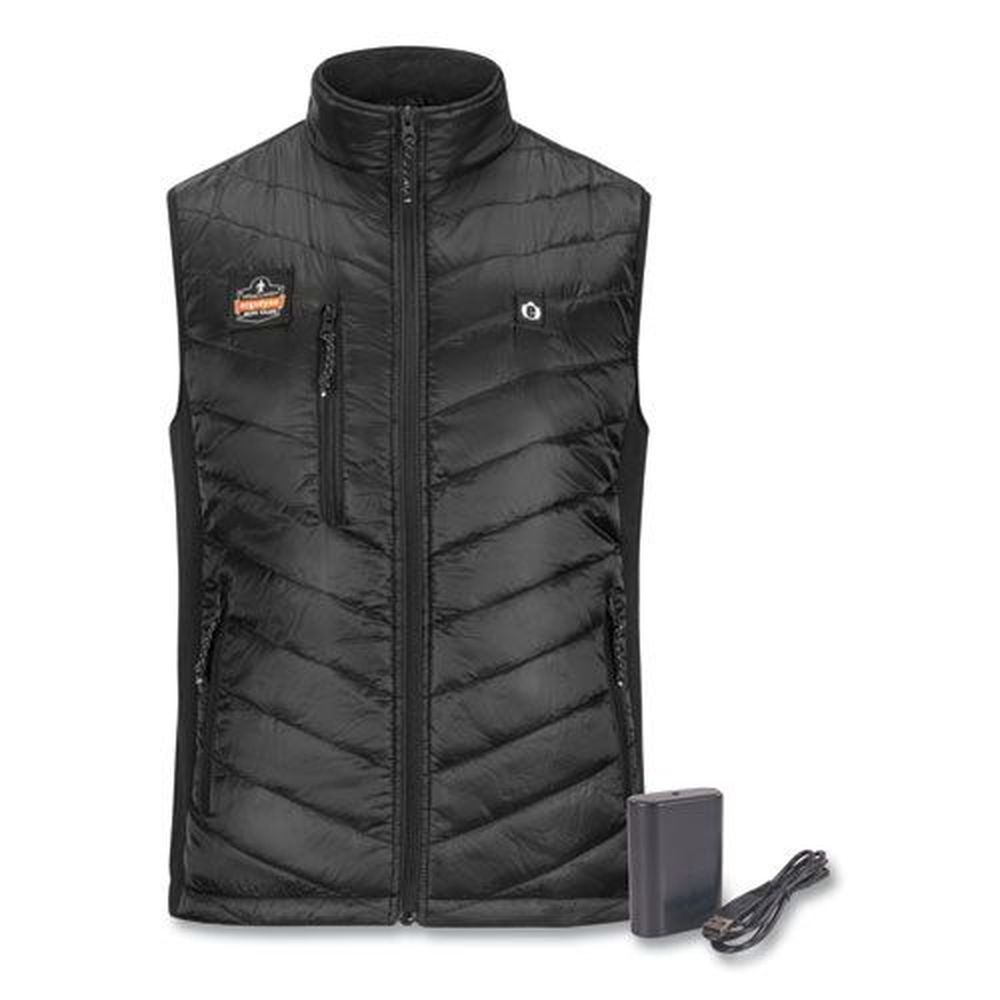 ergodyne Fleece/Polyester X-Large Black N-Ferno 6495 Rechargeable Heated Vest with Battery Power Bank