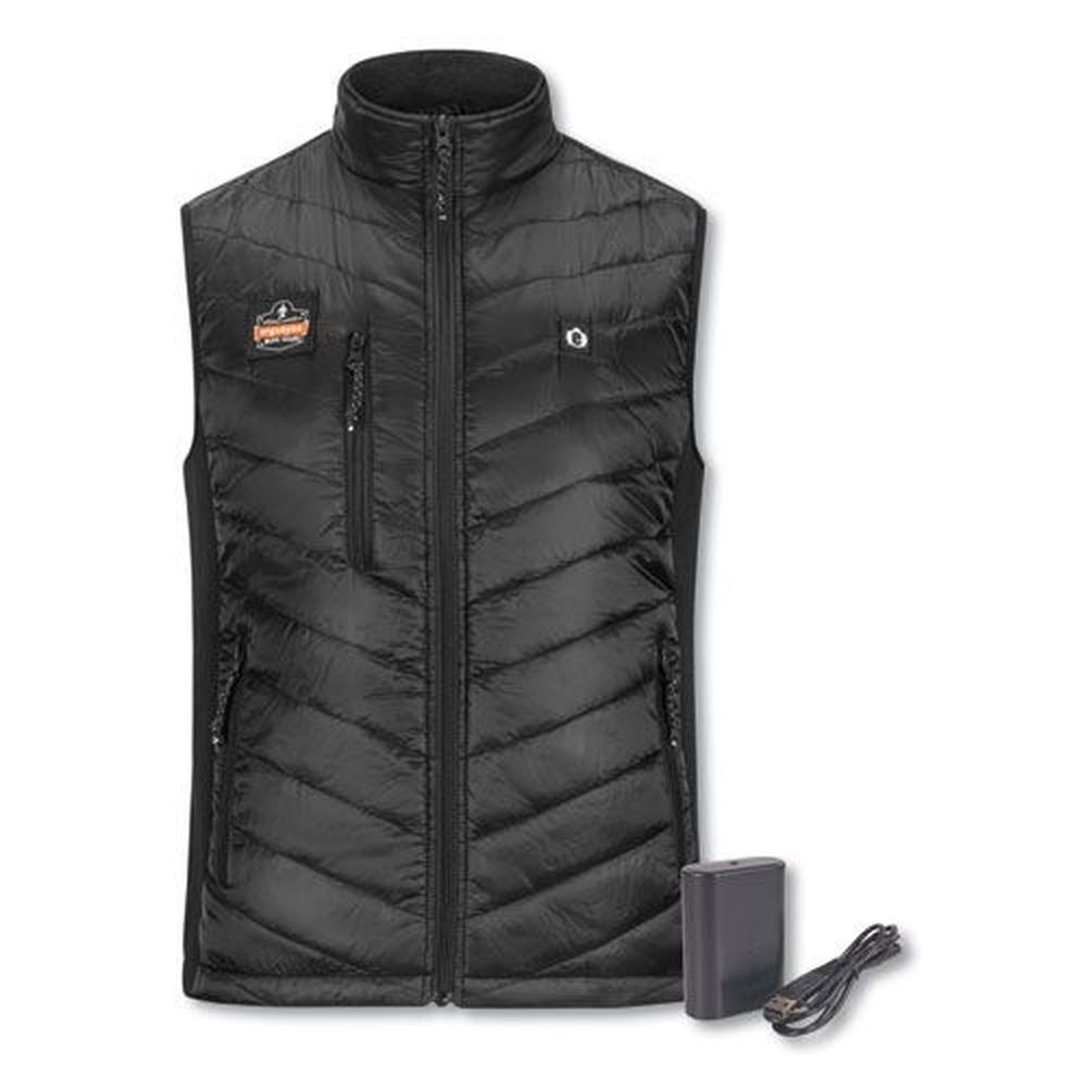 ergodyne Fleece/Polyester 3X-Large Black N-Ferno 6495 Rechargeable Heated Vest with Battery Power Bank