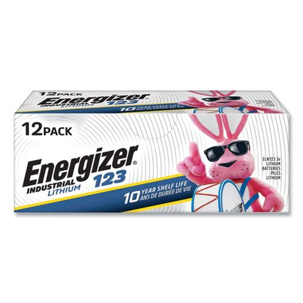 Energizer 3 Volt Industrial Lithium CR123 Photo Battery, 12 count