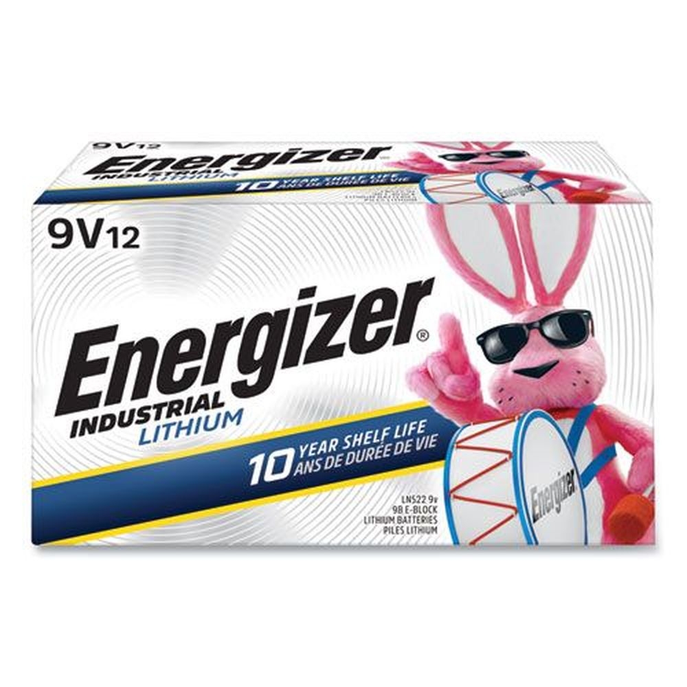 Energizer Industrial Lithium 9 Volt Battery, 12 count