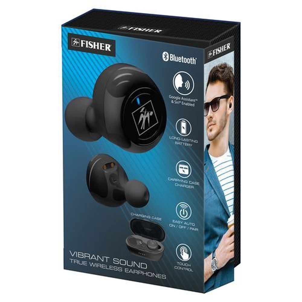 Fisher Black Vibrant Sound True Wireless Earphones