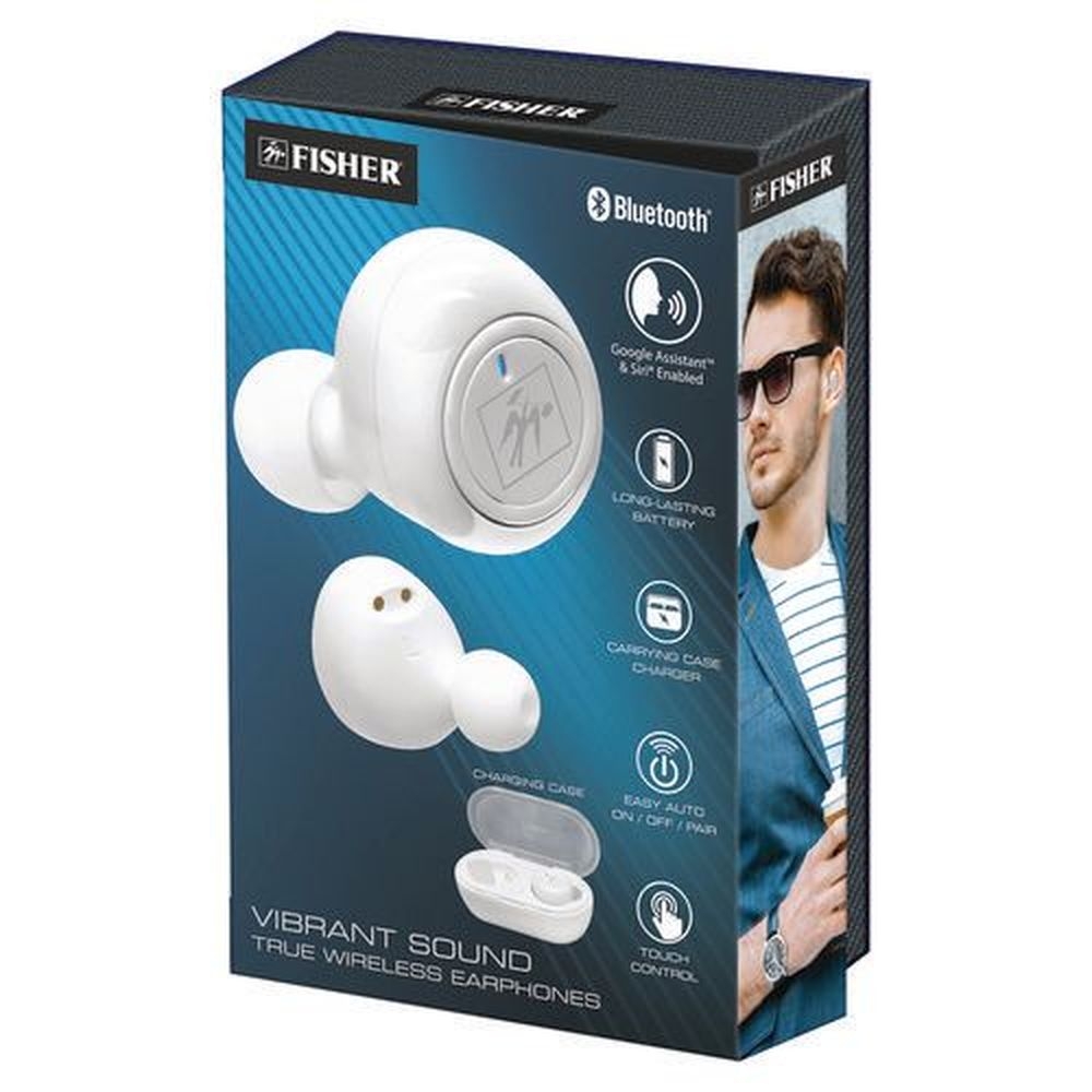 Fisher White Vibrant Sound True Wireless Earphones