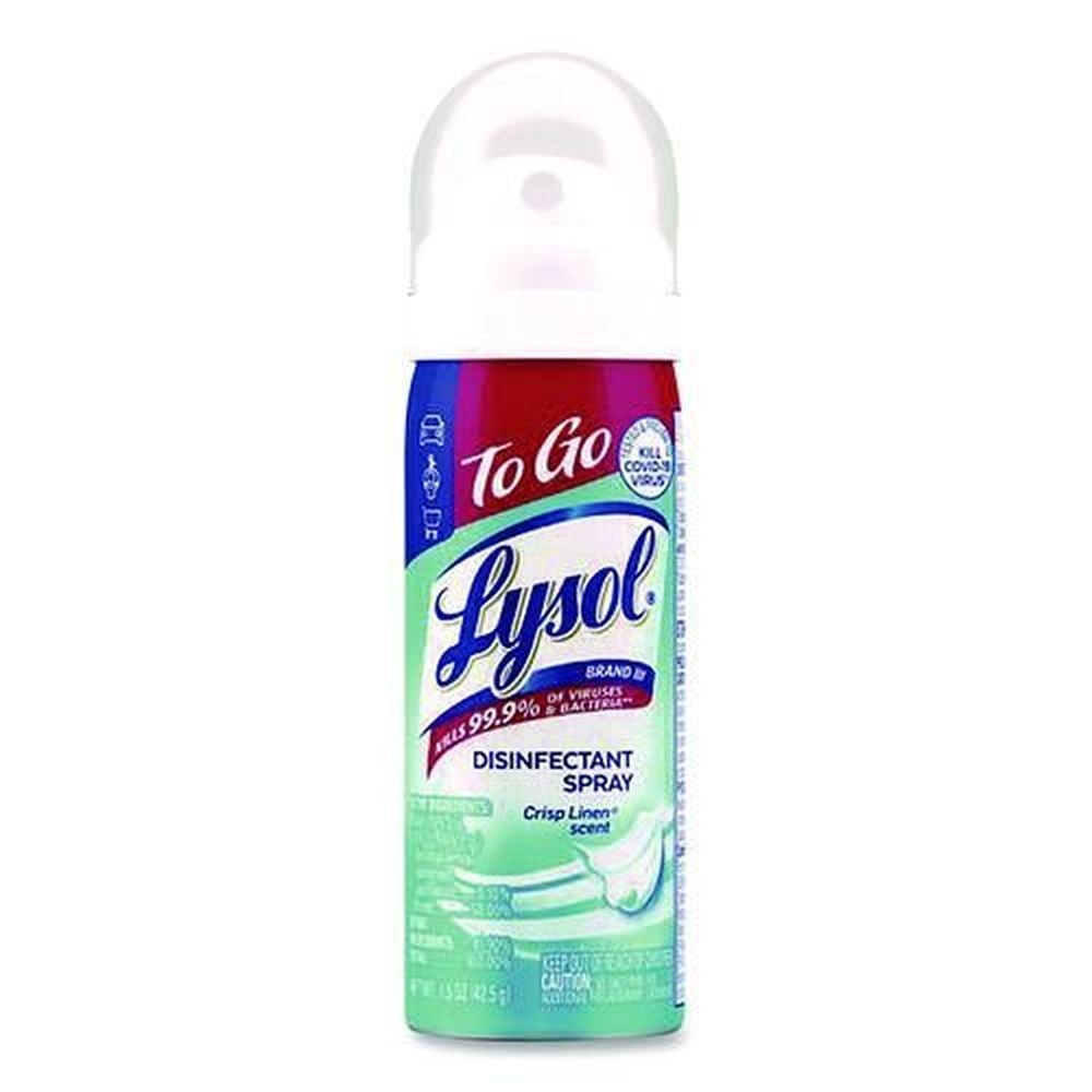Lysol Crisp Linen Scent To Go Disinfectant Spray, 1.5 Ounce Aerosol