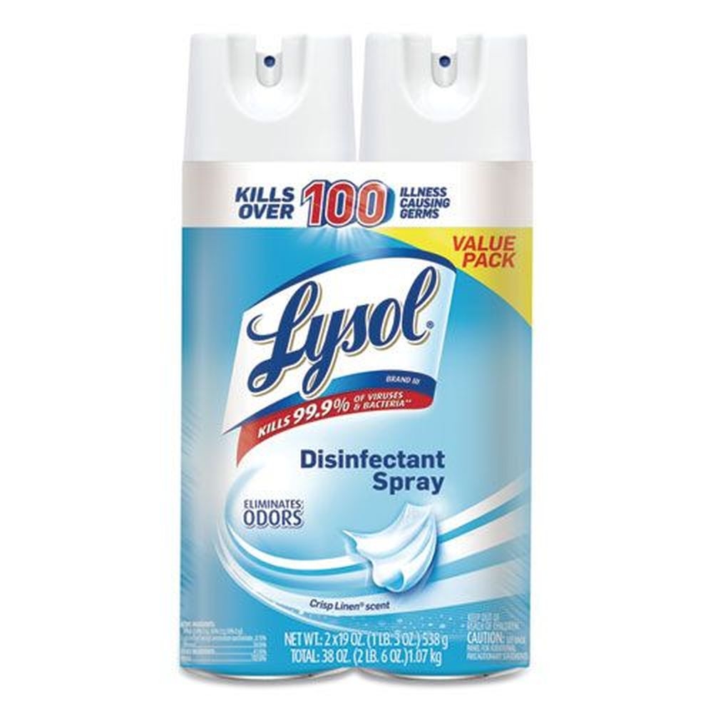 Lysol 19 Ounce Crisp Linen Disinfectant Aerosol Spray, 2 count -- 4 per case