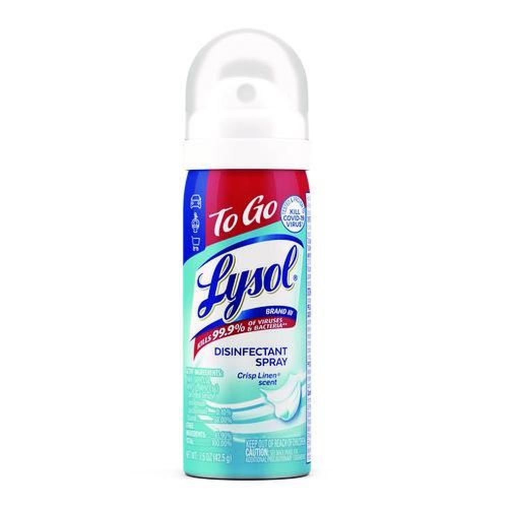 Lysol Crisp Linen Scent To Go Disinfectant Spray, 1.5 Ounce Aerosol -- 12 per case
