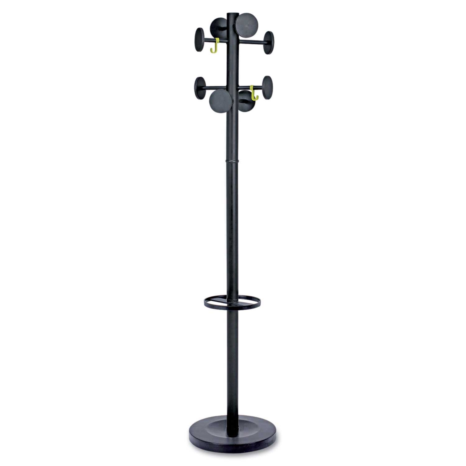 Alba Black Steel Coat Rack with Umbrella Holder, 15 x 15 x 69.3 inch