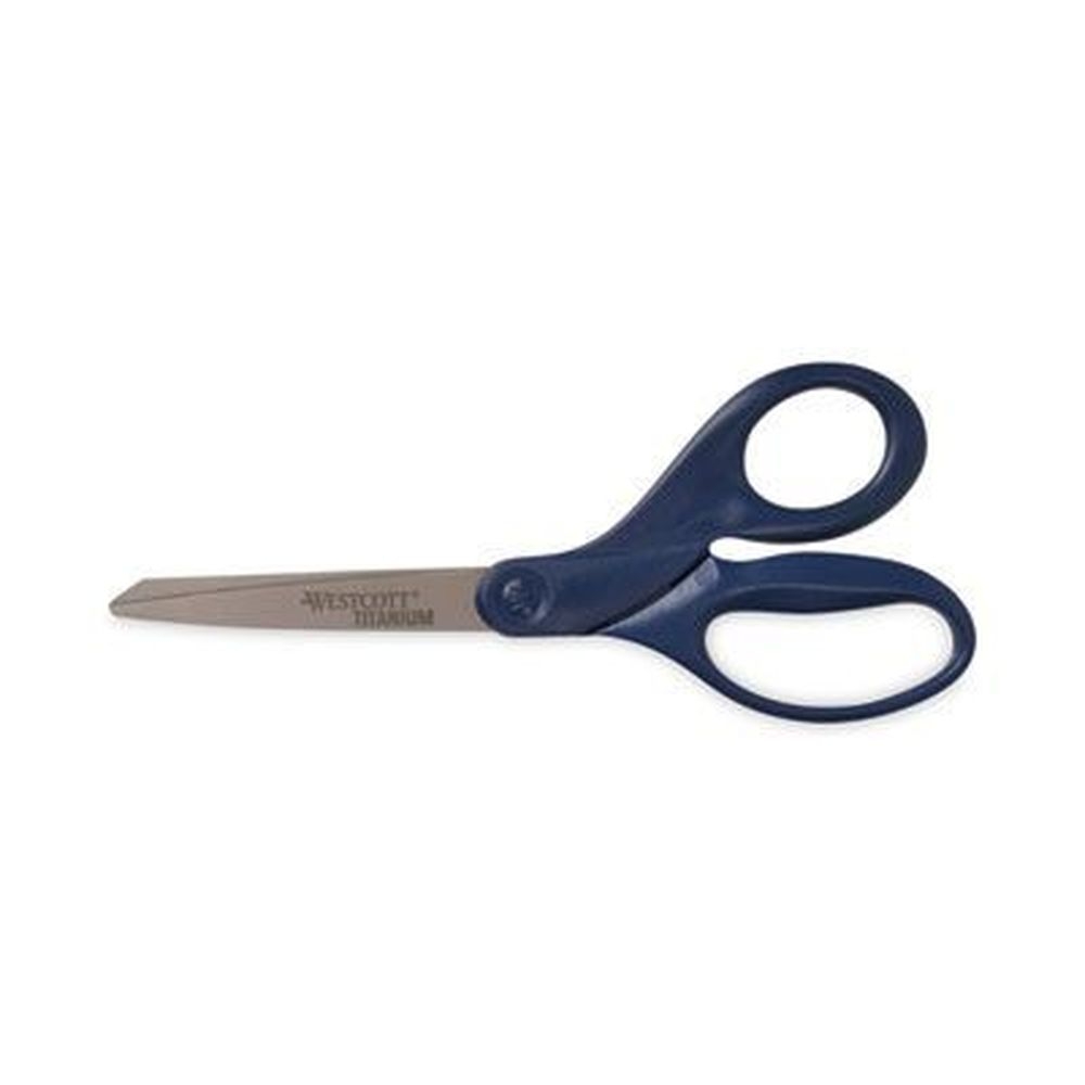 Westcott Titanium Bonded Scissor with Navy Straight Handle, 8 inch Long