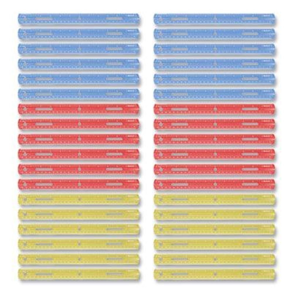 Westcott Assorted Translucent Colors Standard/Metric Plastic Ruler, 12 inch Long