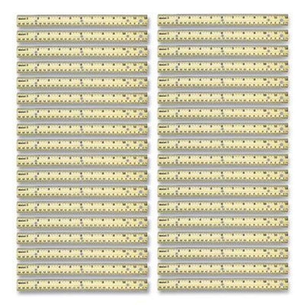 Westcott Natural Wood Standard/Metric Three-Hole Punched Wood Ruler, 12 inch Long -- 36 per box