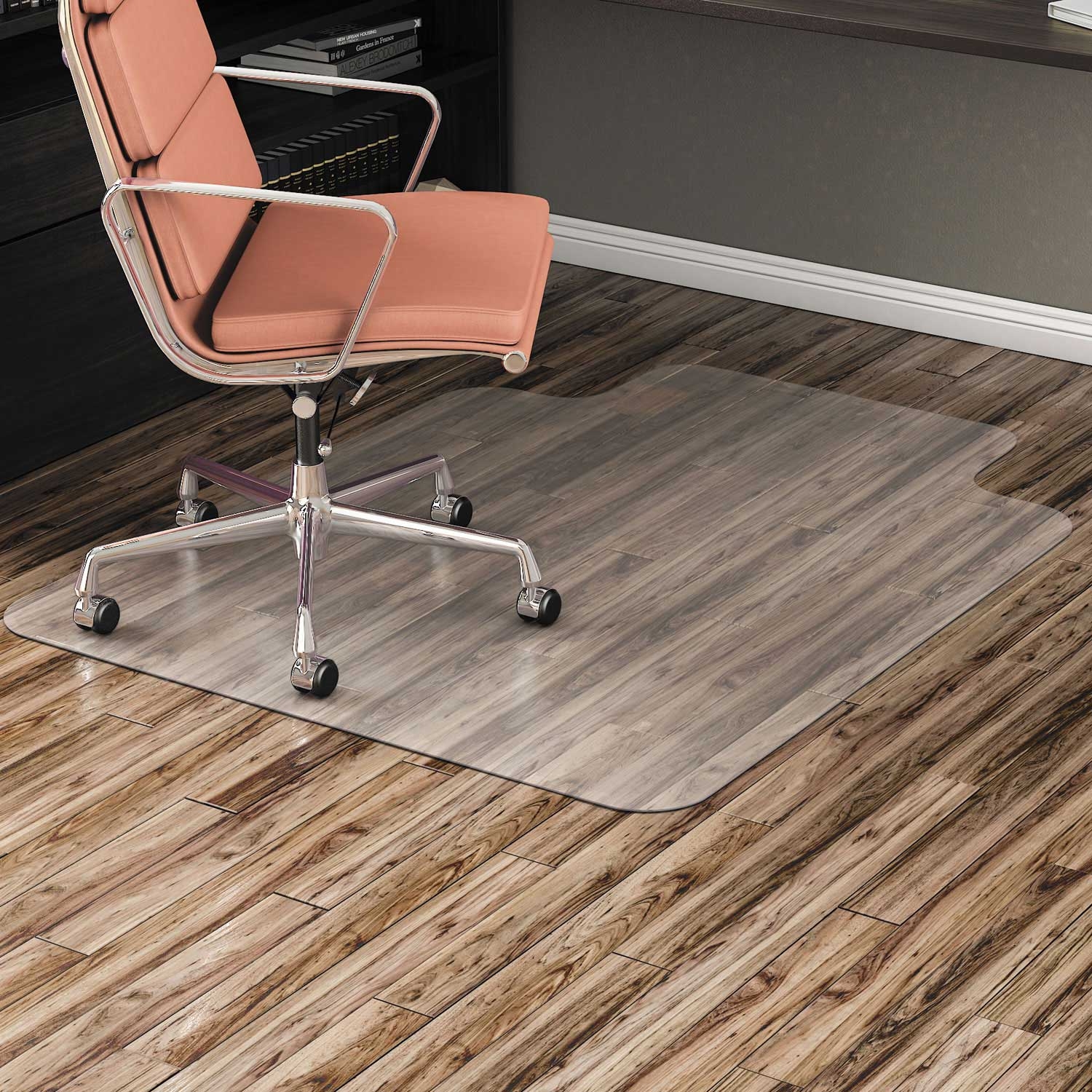 Alera Wide Lipped Clear All Day Use Non-Studded Chair Mat For Hard Floors, 45 x 53 inch