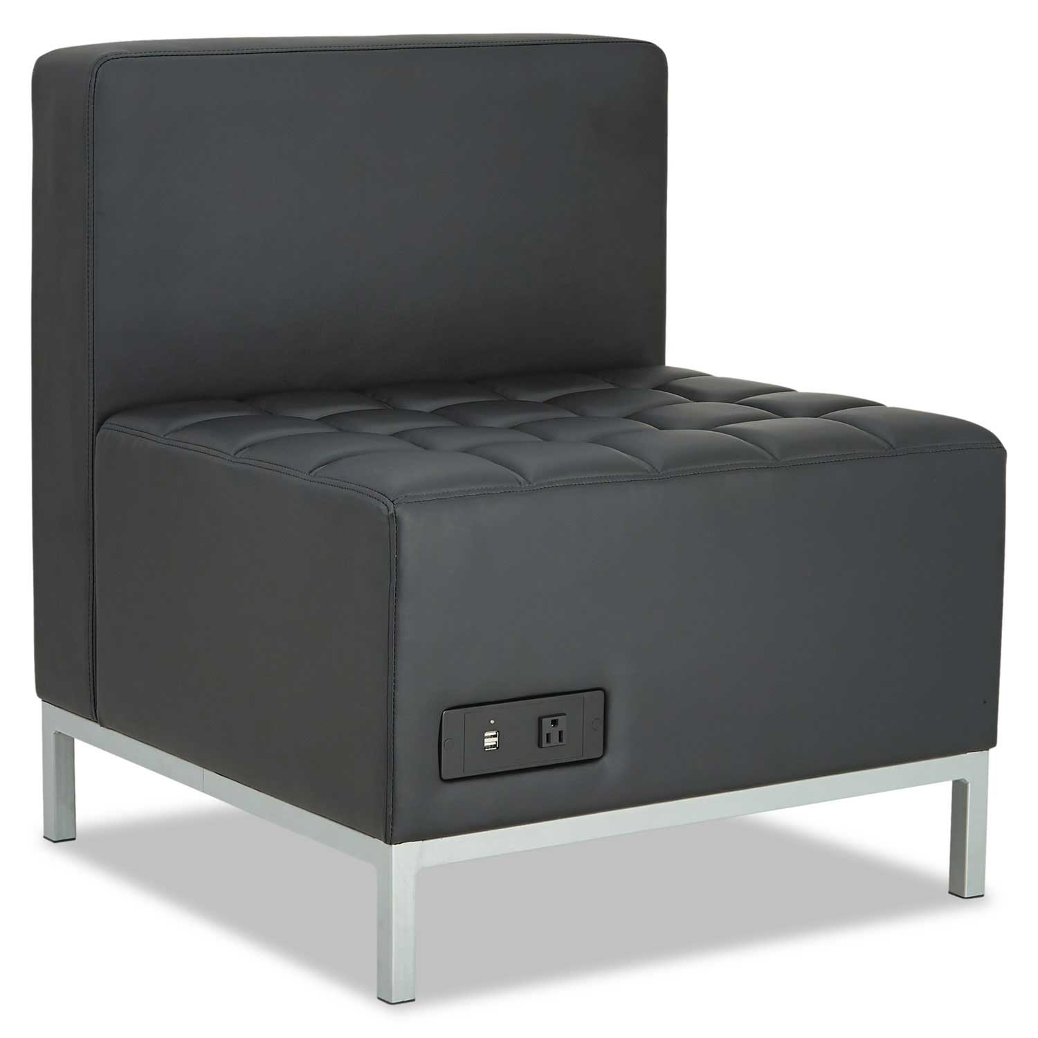 Alera QUB Series Black Powered Armless L Sectional Sofa, 26 3/8 x 26 3/8 x 30 1/2 inch