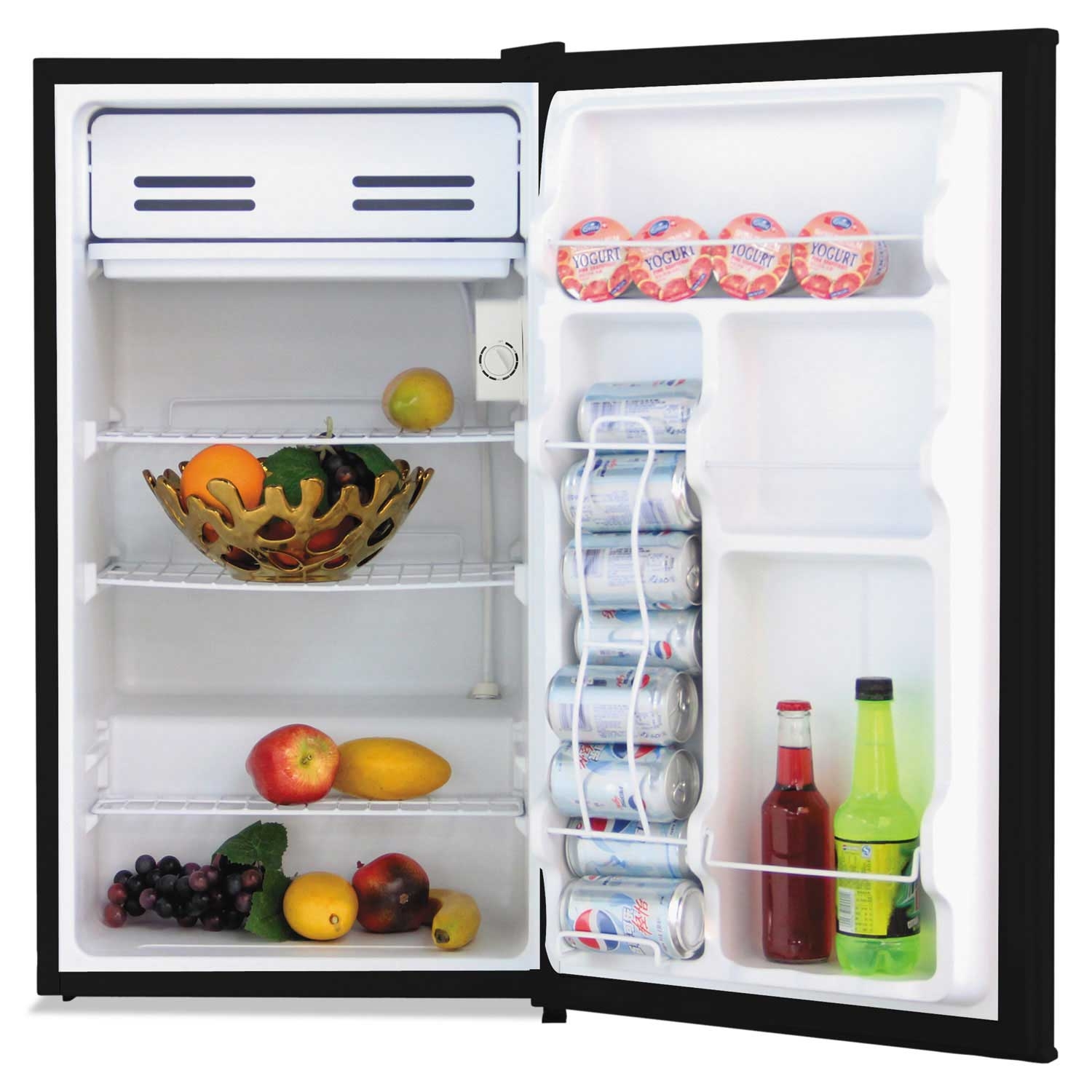 Alera Black Refrigerator with Chiller Compartment, 3.3 Cubic Feet