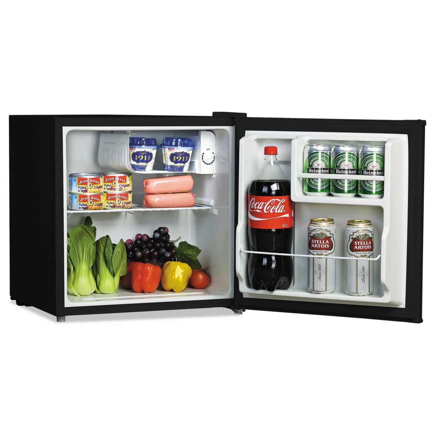 Alera Black Refrigerator with Chiller Compartment, 1.6 Cubic Feet