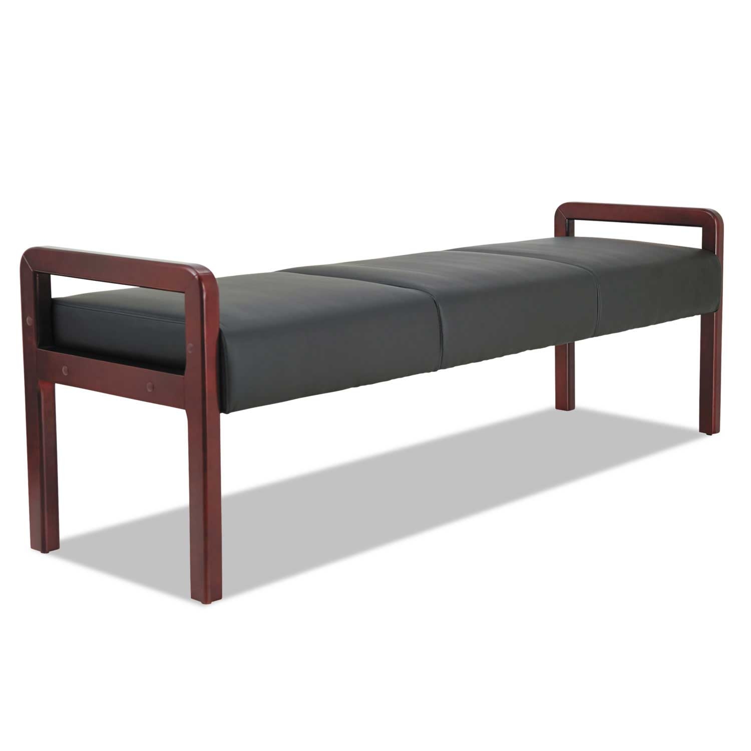Alera WL Series Black/Mahogany Reception Lounge Bench, 65 3/4 x 22 1/4 x 22 7/8 inch