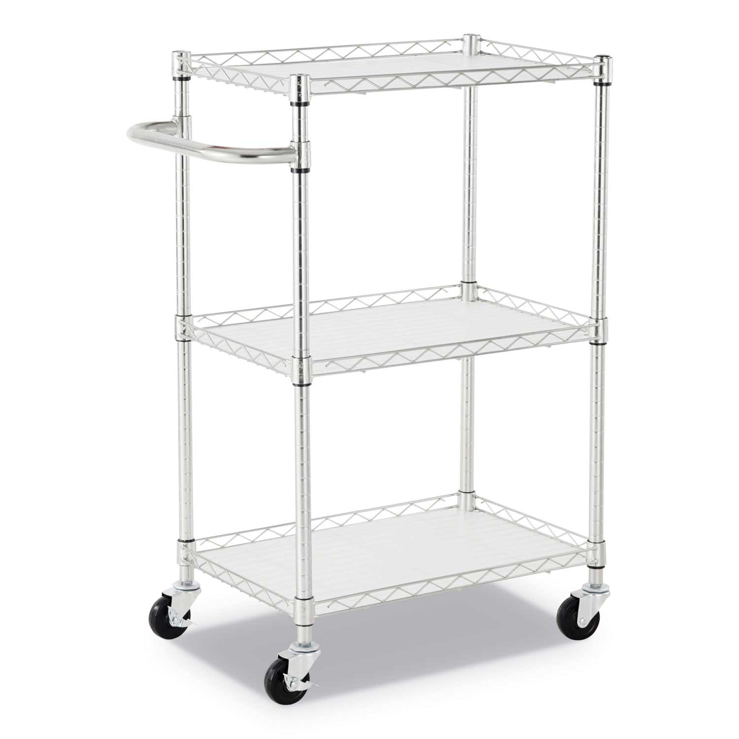 Alera Silver 3-Shelf Wire Cart with Liners, 24 x 16 x 39 inch