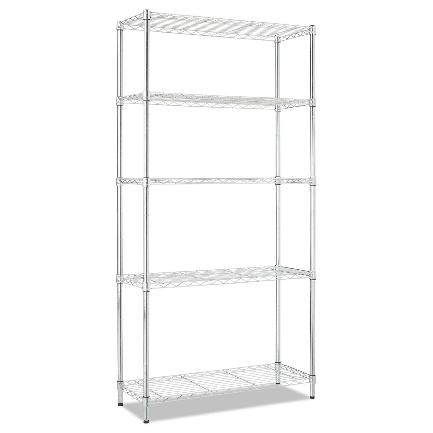 Alera Silver Five-Shelf Residential Wire Shelving, 36 x 14 x 72 inch