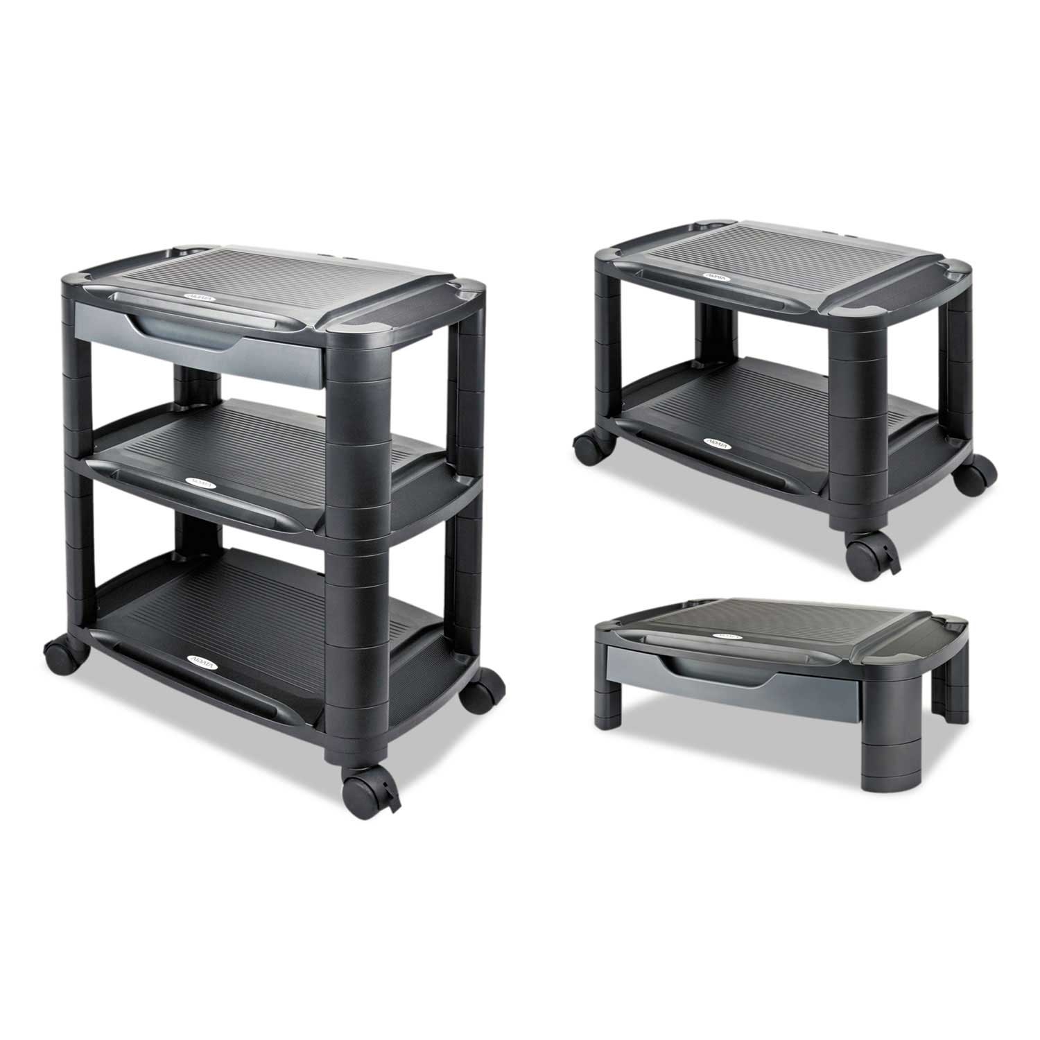 Alera Plastic Black/Gray 3-In-1 Storage Cart and Stand, 21.63 x 13.75 x 24.75 inch