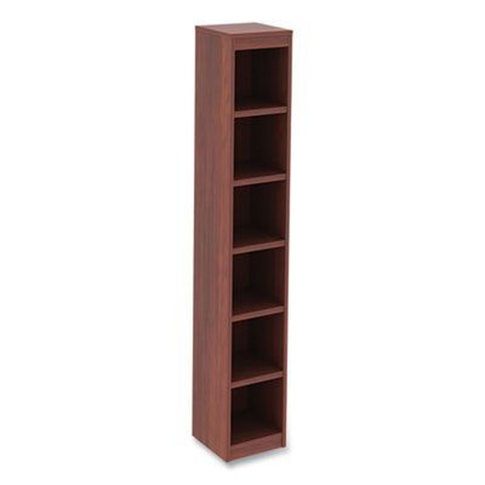 Alera Valencia Series Cherry Medium Six-Shelf Narrow Profile Bookcase, 11.81 x 11.81 x 71.73 inch