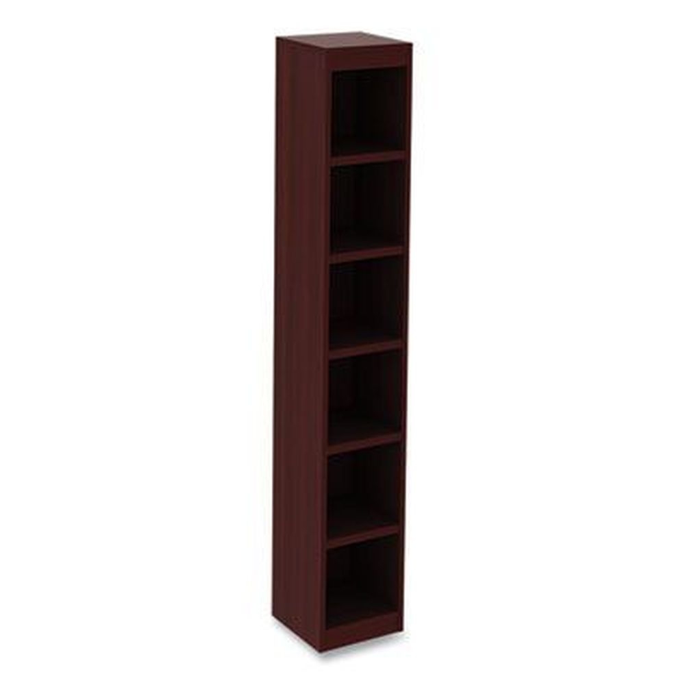 Alera Valencia Series Mahogany Six-Shelf Narrow Profile Bookcase, 11.81 x 11.81 x 71.73 inch