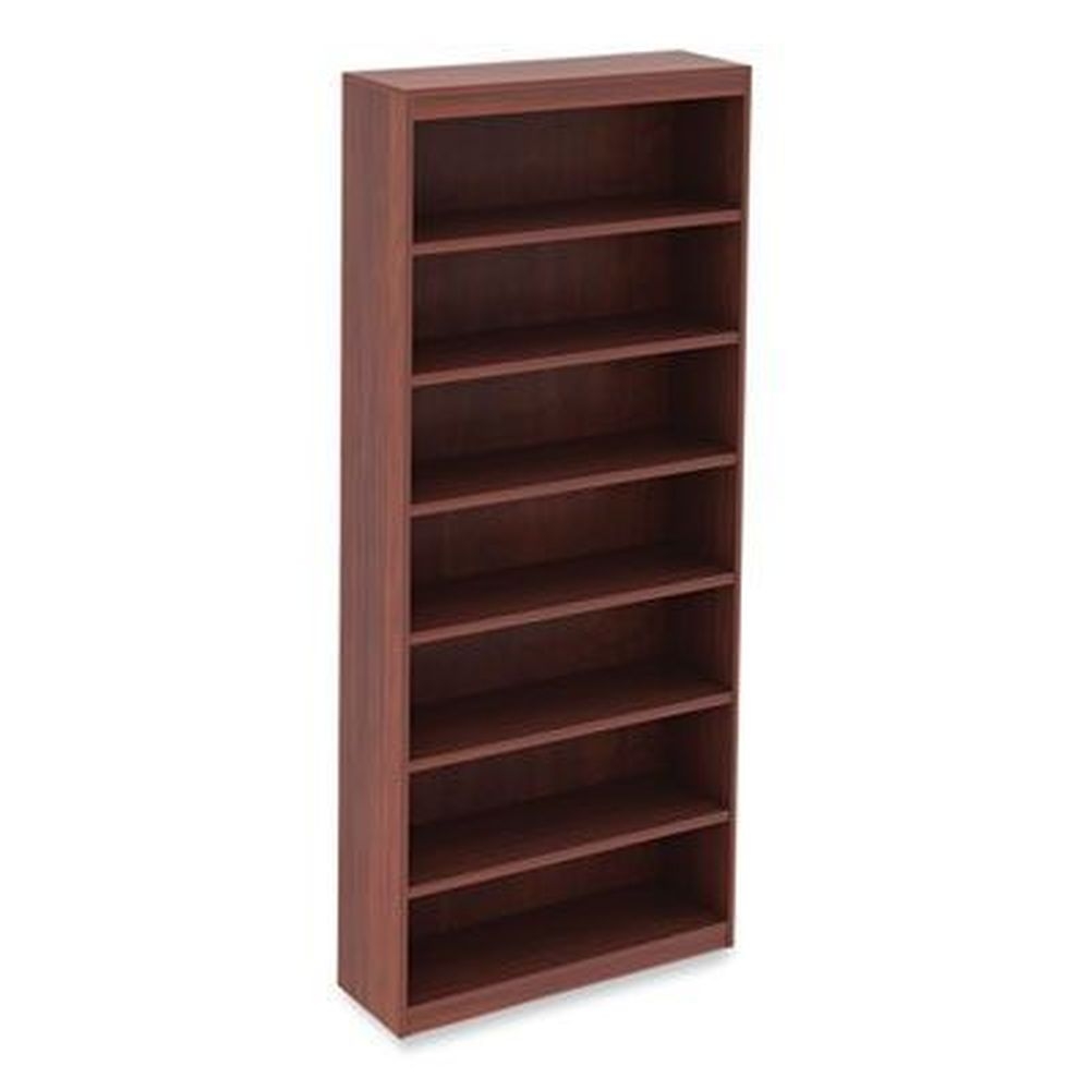 Alera Valencia Series Cherry Seven Shelf Square Corner Bookcase, 35.63 x 11.81 x 83.86 inch
