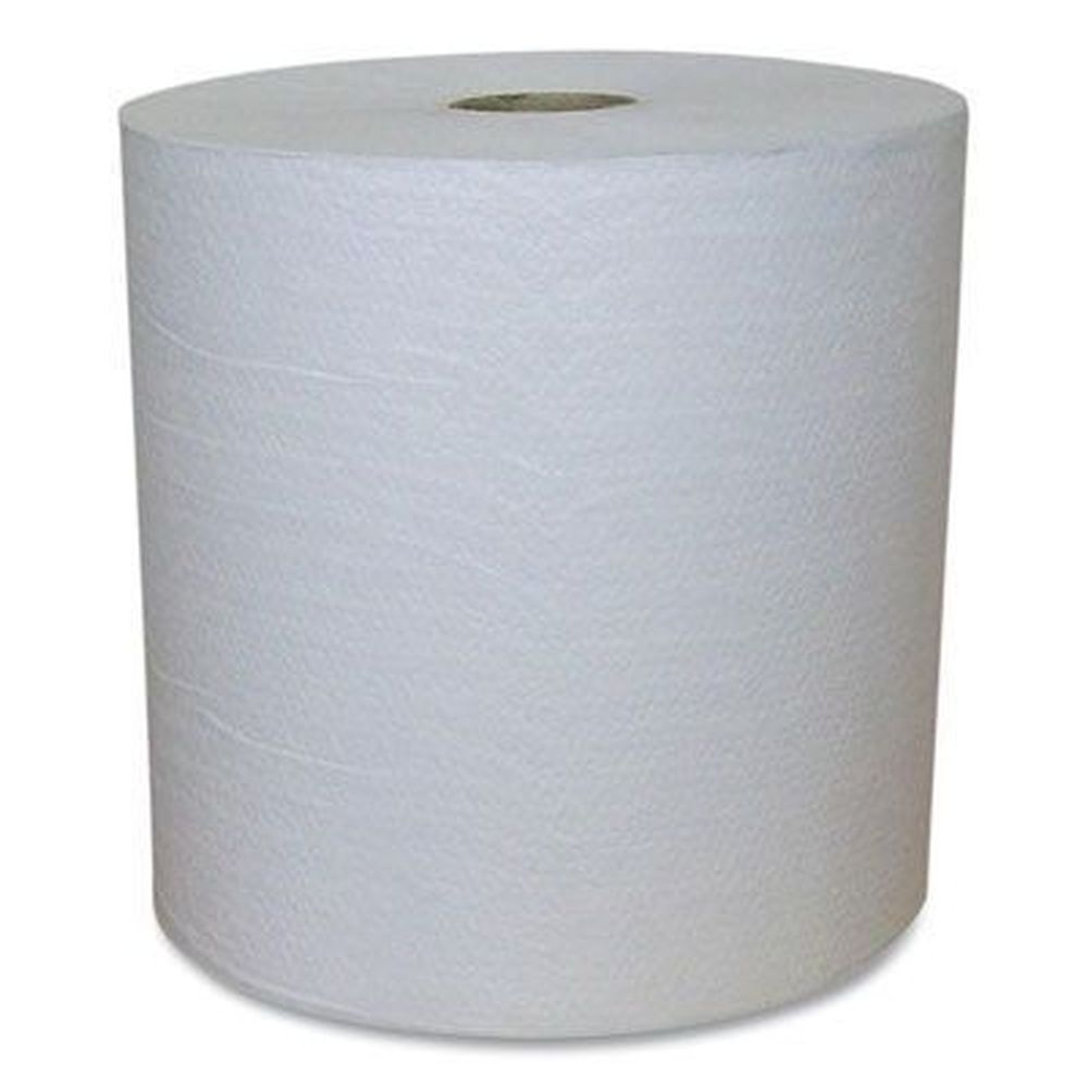 Eco Green White 1-Ply Recycled Hardwound Paper Towel, 7.88 inch x 800 Feet -- 6 rolls per case