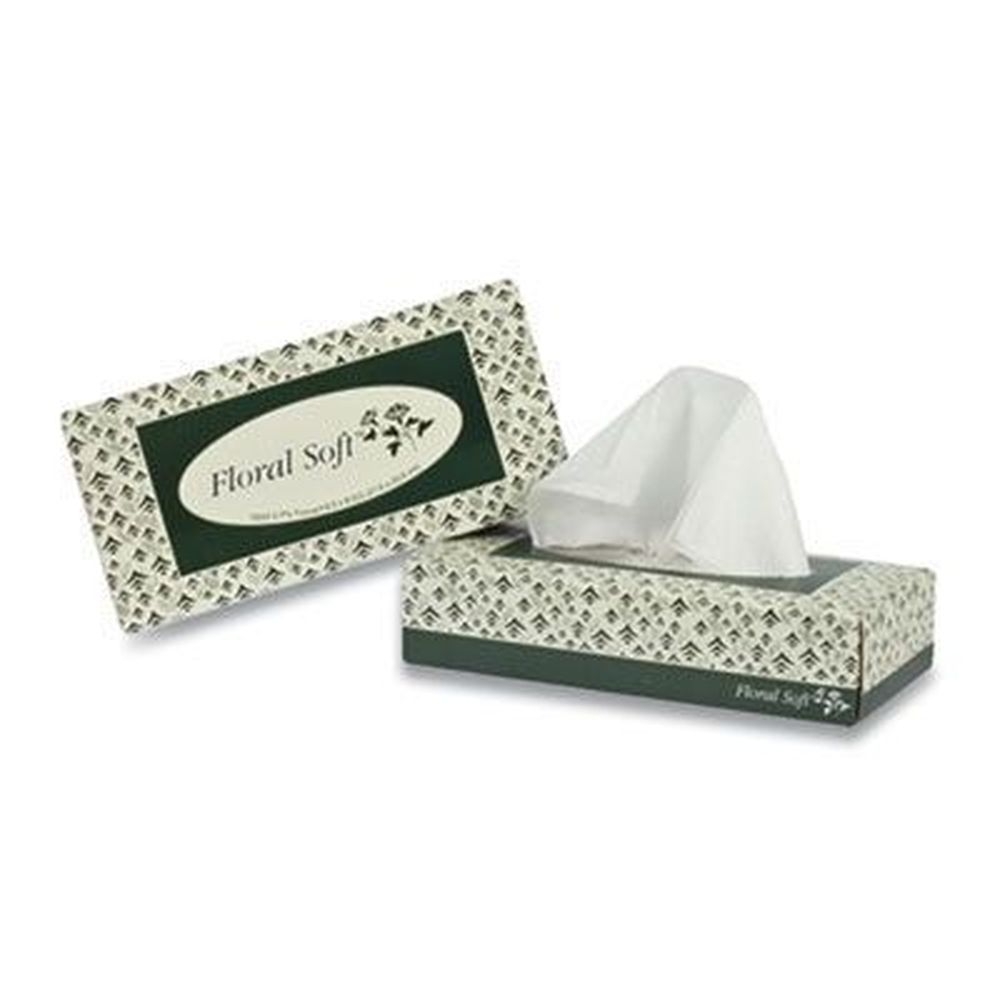 Floral Soft White 2-Ply Facial Tissue, 8.5 x 8.13 inch - 100 sheets per box -- 30 boxes per case