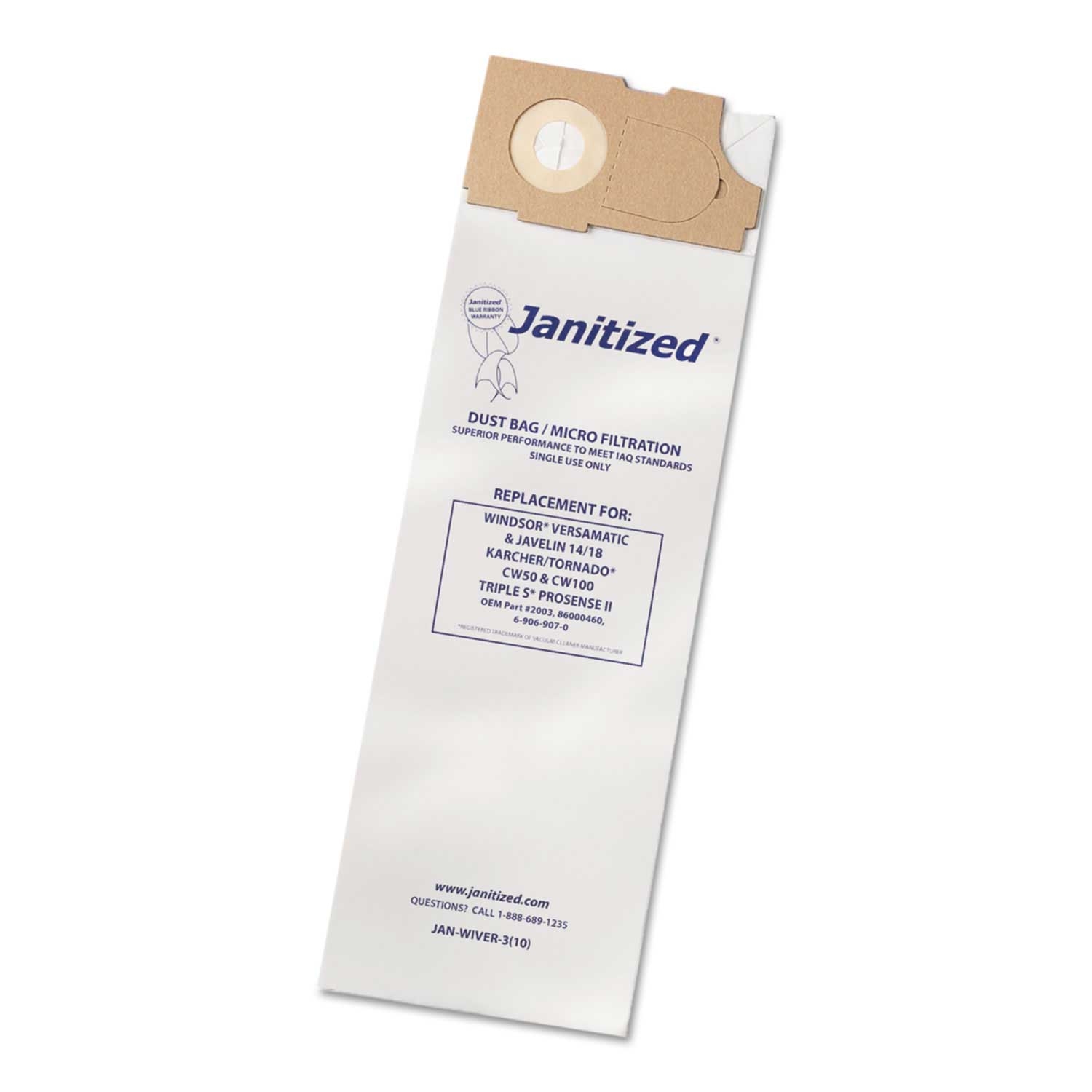 Janitized Vacuum Filter Bag for Windsor Versamatic Vacuum Cleaner -- 100 per case