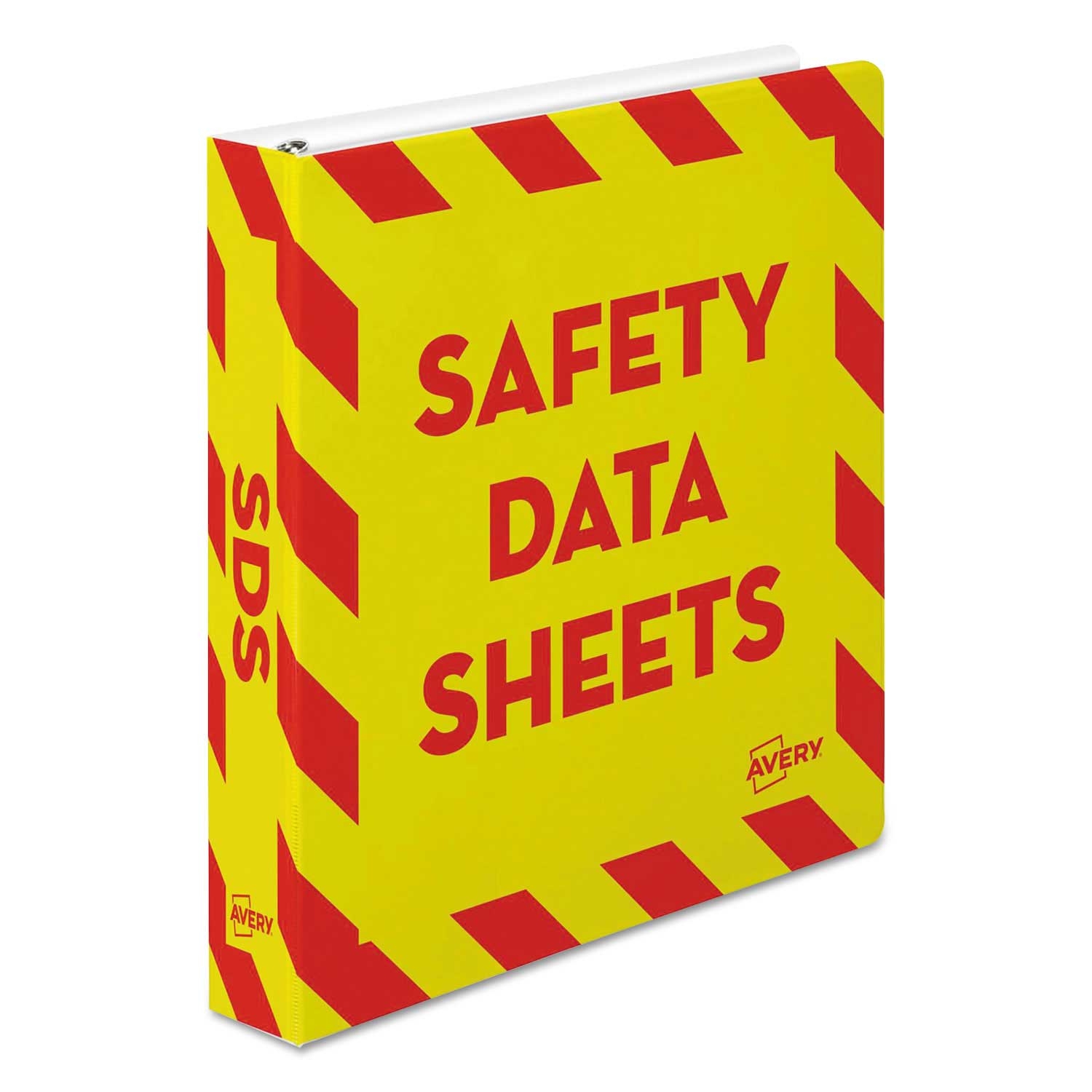 Avery Heavy-Duty 1.5 inch Capacity Preprinted Safety Data Sheet Binder with Yellow and Red Border, 11 x 8.5 inch