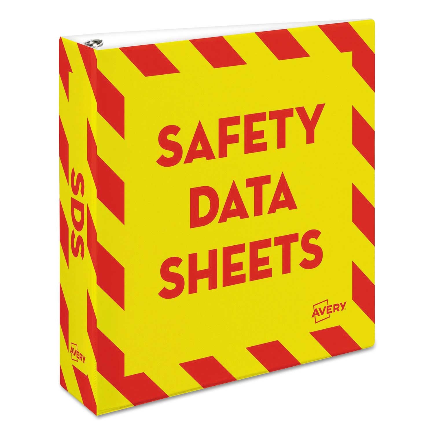 Avery Heavy-Duty 2 inch Capacity Preprinted Safety Data Sheet Binder with Yellow and Red Border, 11 x 8.5 inch