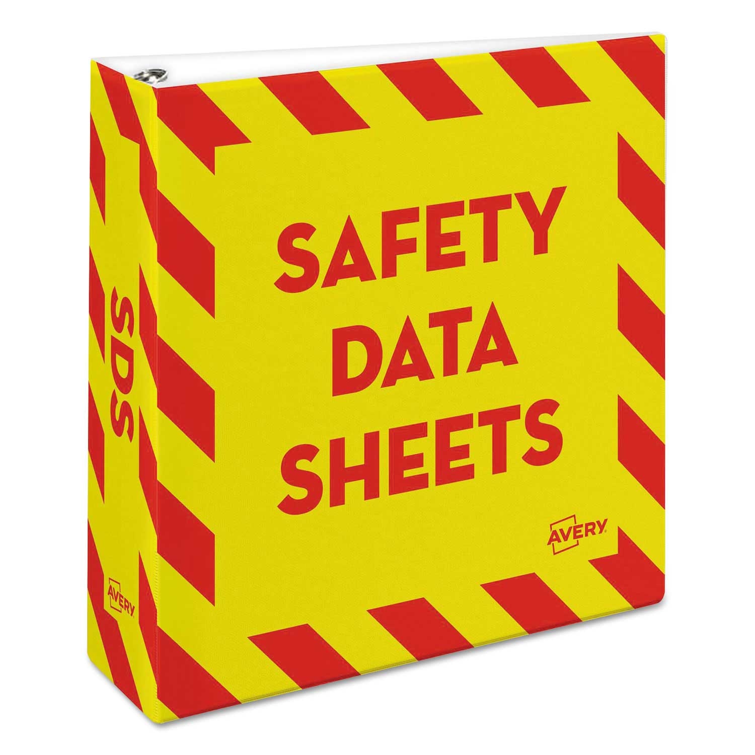 Avery Heavy-Duty 3 inch Capacity Preprinted Safety Data Sheet Binder with Yellow and Red Border, 11 x 8.5 inch