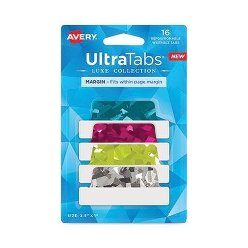 Avery Assorted Jewel Prism Colors 1/5-cut Ultra Tabs Luxe Collection Repositionable Tab, 2.5 Inch Wide -- 16 Per Pack