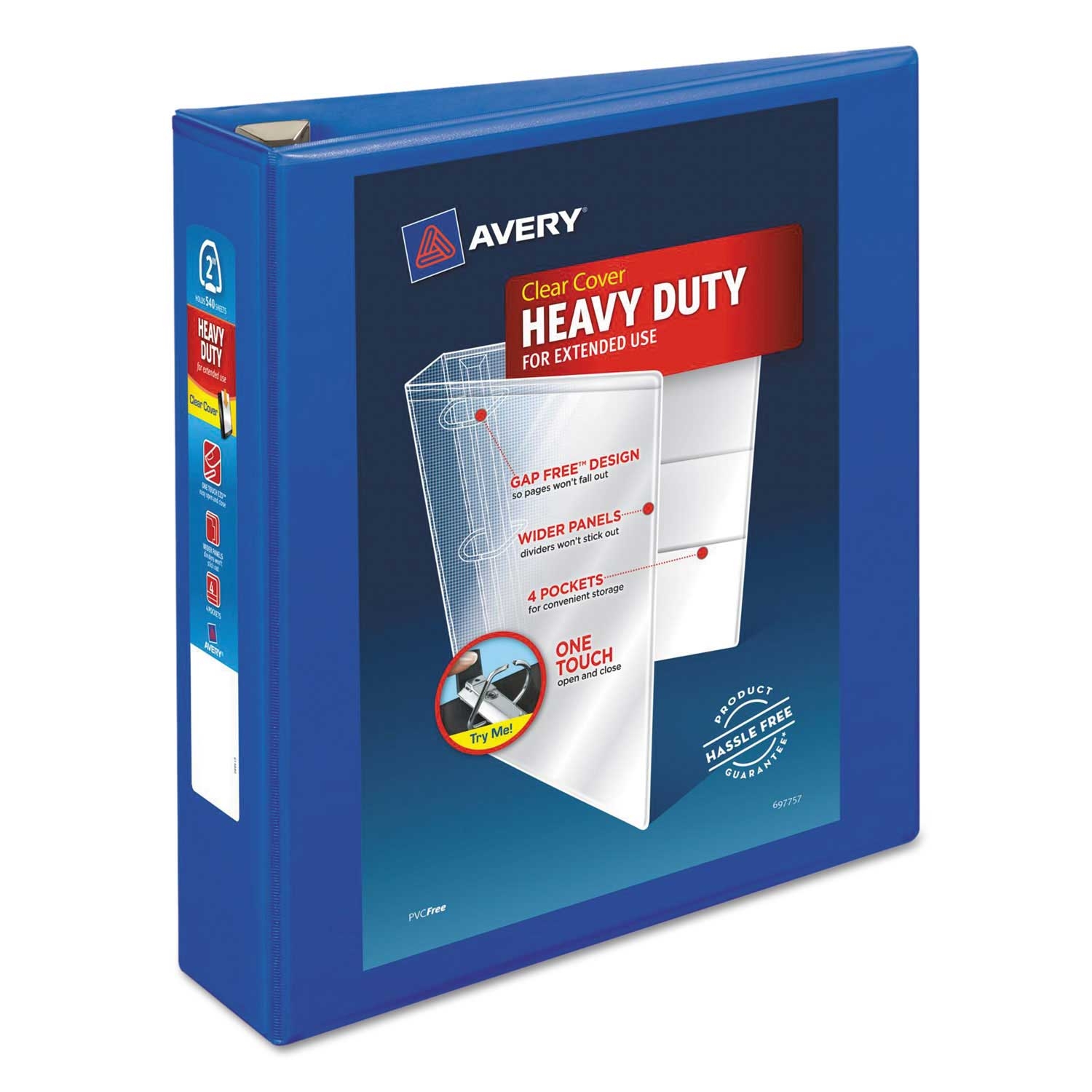 Avery Pacific Blue Heavy-Duty View Binder with Durahinge and 2 inch One Touch EZD Rings, 11 X 8.5 inch