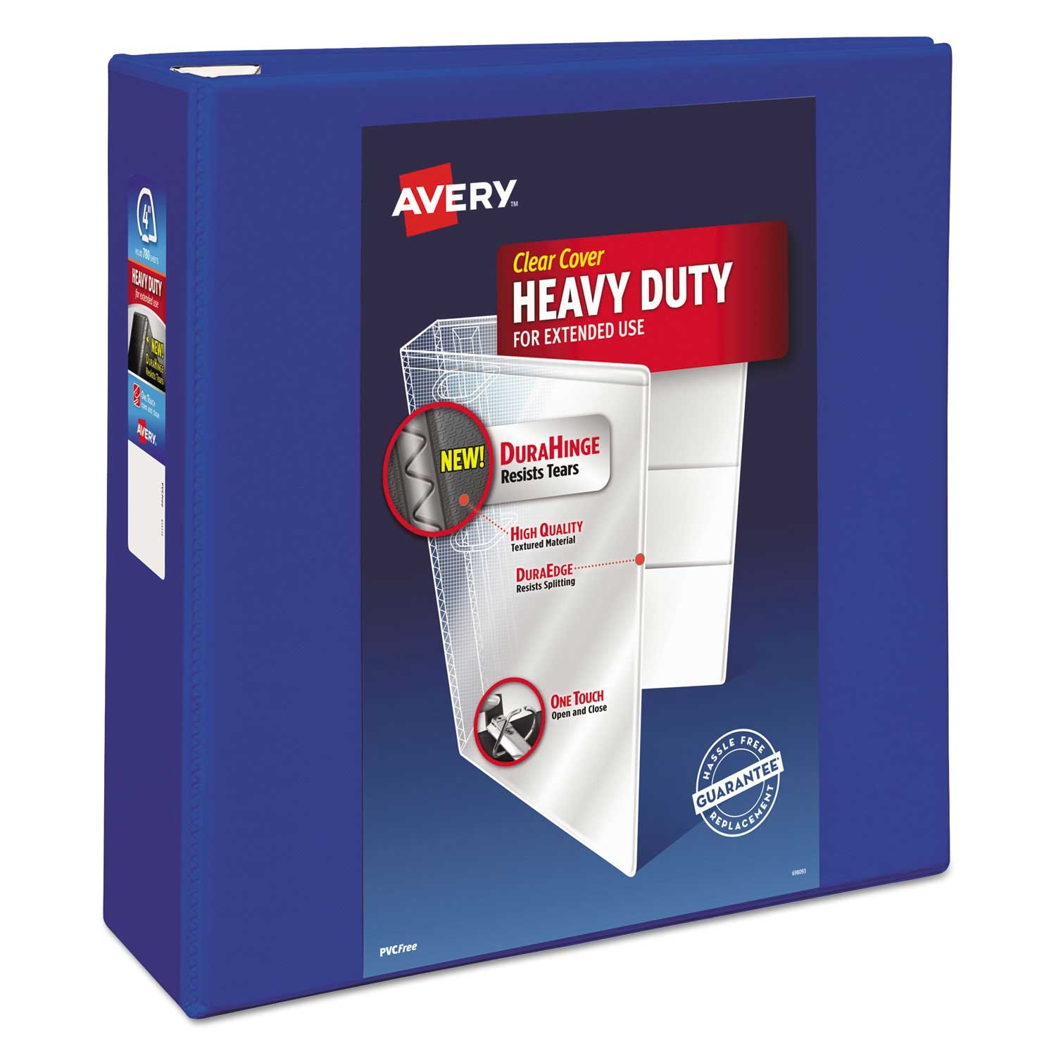 Avery Pacific Blue Heavy-Duty View Binder with Durahinge and 4 inch Locking One Touch EZD Rings, 11 X 8.5 inch