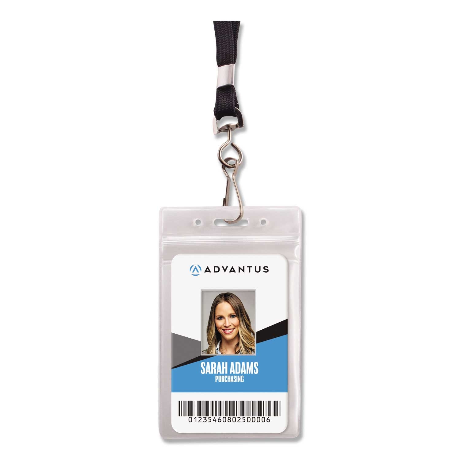 Advantus Clear Horizontal Resealable ID Badge Holder with Lanyard, 3.68 x 5 inch -- 20 per case