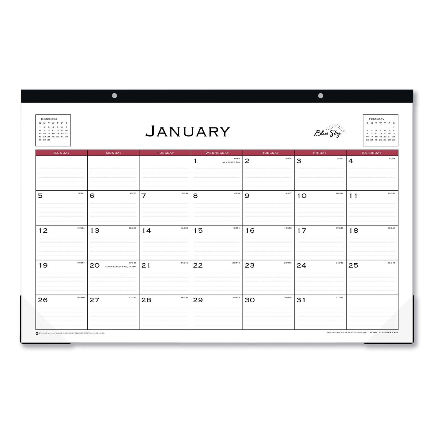 Blue Sky 2021 Classic Red Desk Pad, 17 x 11 inch