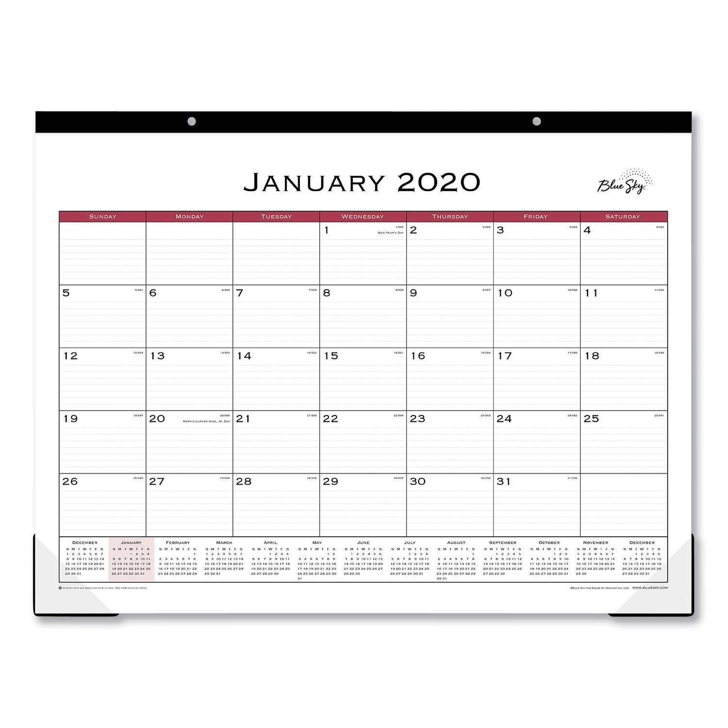 Blue Sky 2021 Classic Red Desk Pad, 22 x 17 inch