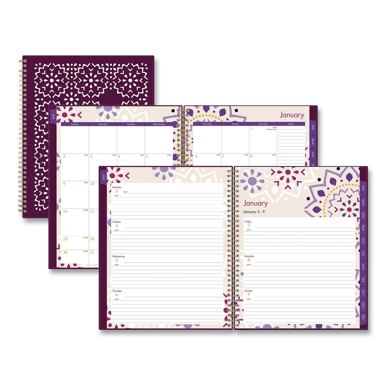 Blue Sky Red Cover Gili Jewel Tone Artwork Weekly/Monthly Planner, 11 x 8.5 inch