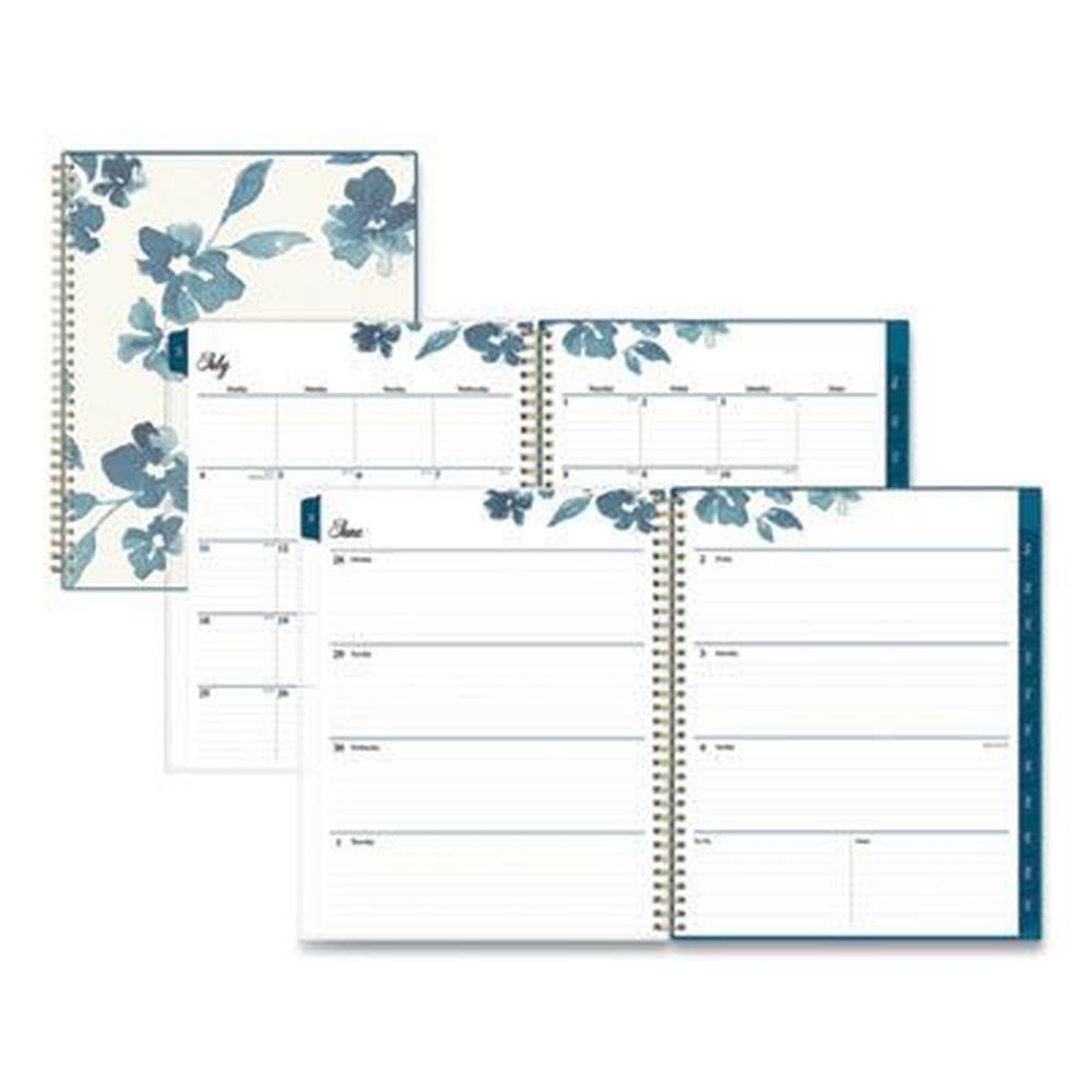Blue Sky Floral Artwork 12-Month July-June 2022-2023 Bakah Blue Academic Year Weekly/Monthly Planner with Blue/White Cover, 11 x 8.5 inch