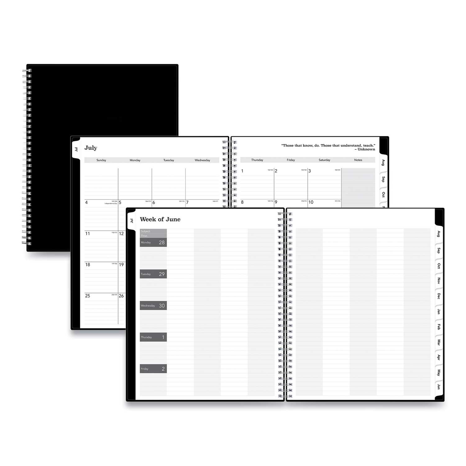 Blue Sky Solid Black Teachers Weekly/Monthly Lesson Planner, 11 x 8.5 inch