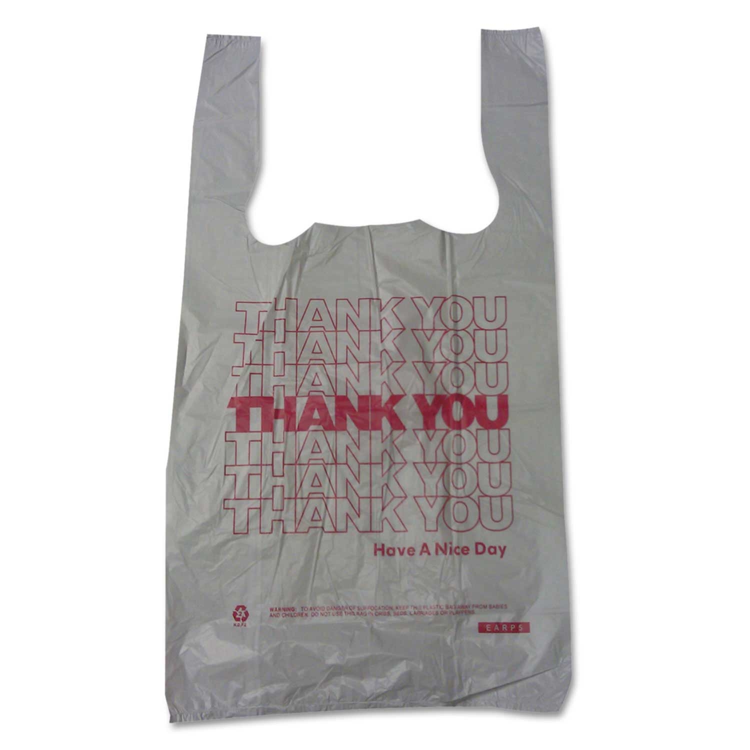 Barnes White Thank You High Density Shopping Bag, 10 x 19 inch -- 2000 per case