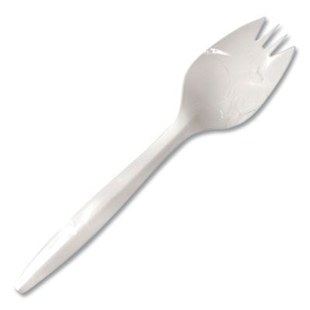 Berkley Square Individually Wrapped Mediumweight Polypropylene White Spork -- 1000 per case