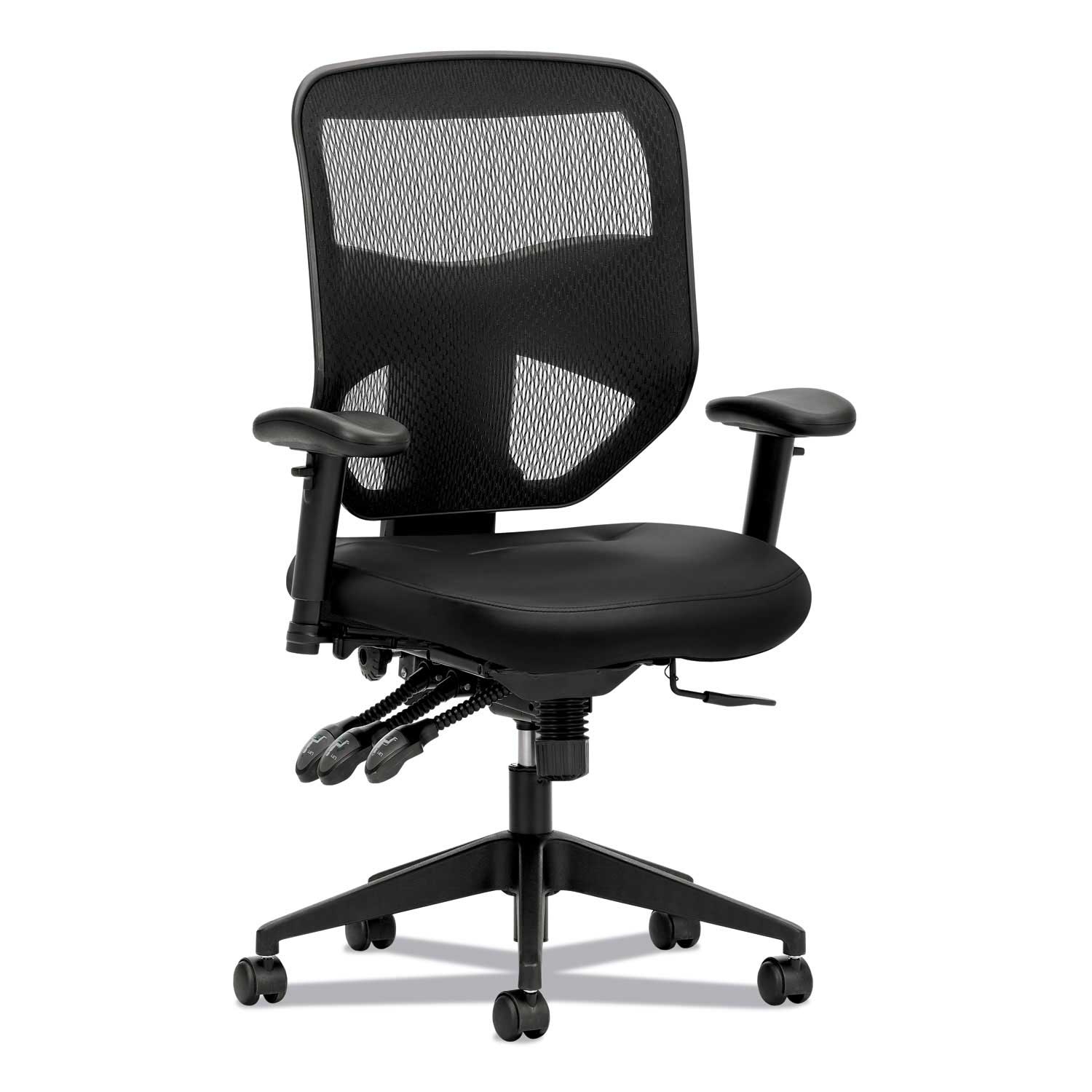 Hon Black Seat Black Back Prominent Mesh High Back Task Chair with Black Base, Supports up to 250 Pound