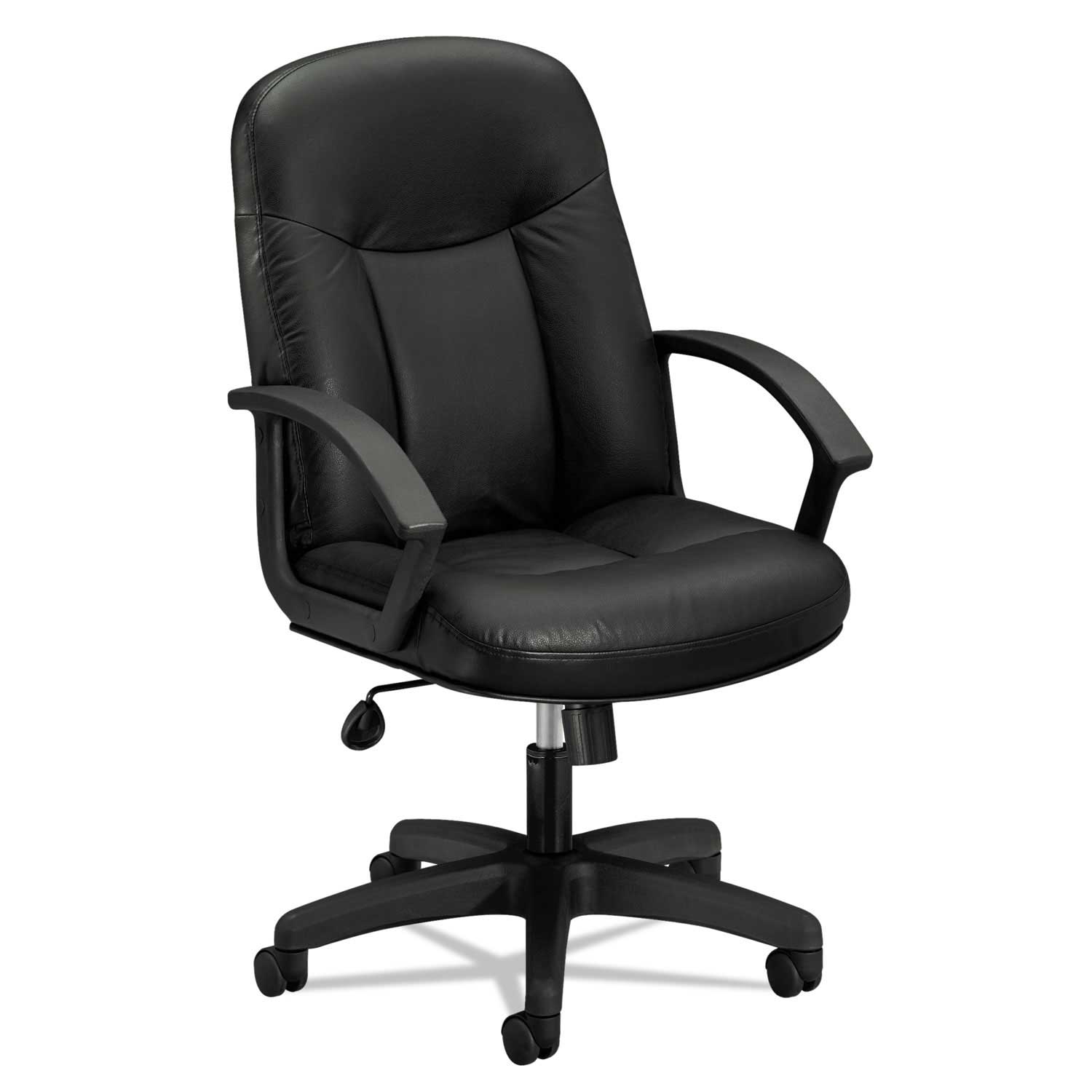 Hon HVL601 Series Black Seat Black Back Executive High Back Leather Chair with Black Base, Supports up to 250 Pound