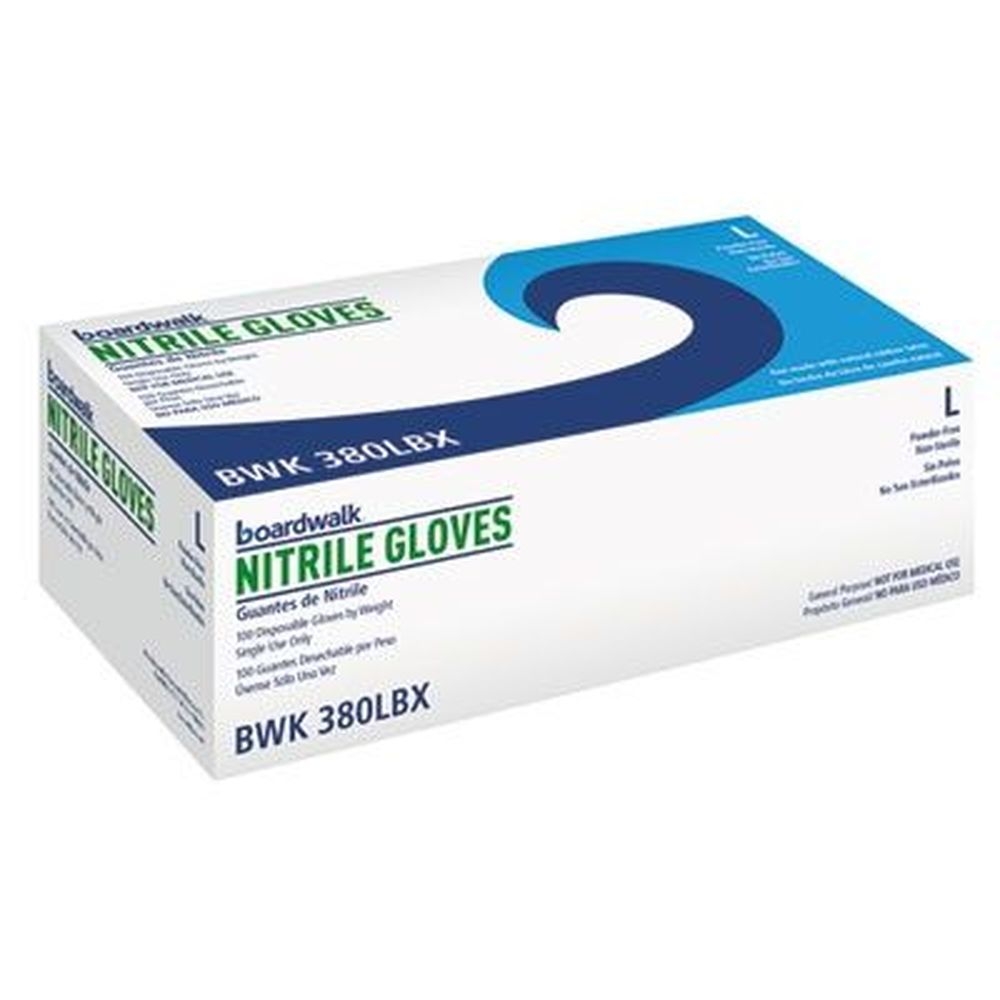 Boardwalk Blue Large 4 mil Disposable General-Purpose Nitrile Gloves -- 100 per box