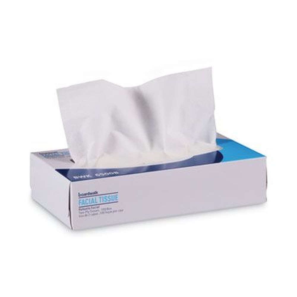 Boardwalk White 2-Ply Office Packs Flat Box Facial Tissue, 8 x 7.5 inch - 100 sheets per box -- 30 boxes per case